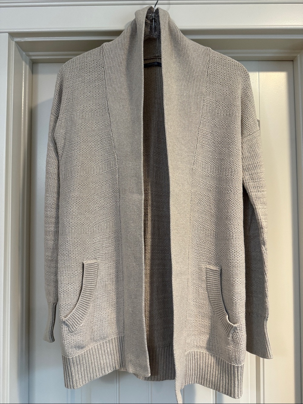 Light beige Open-Front Shawl Collar womensCardigan